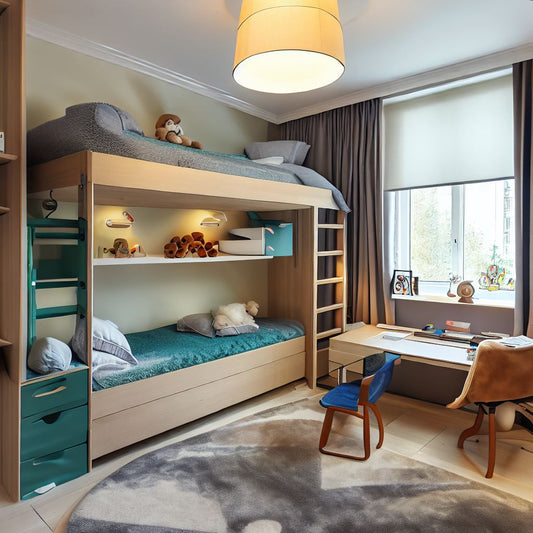 Progettazione della Stanza dei Bambini con Letto a Castello e Scrivania Integrata
